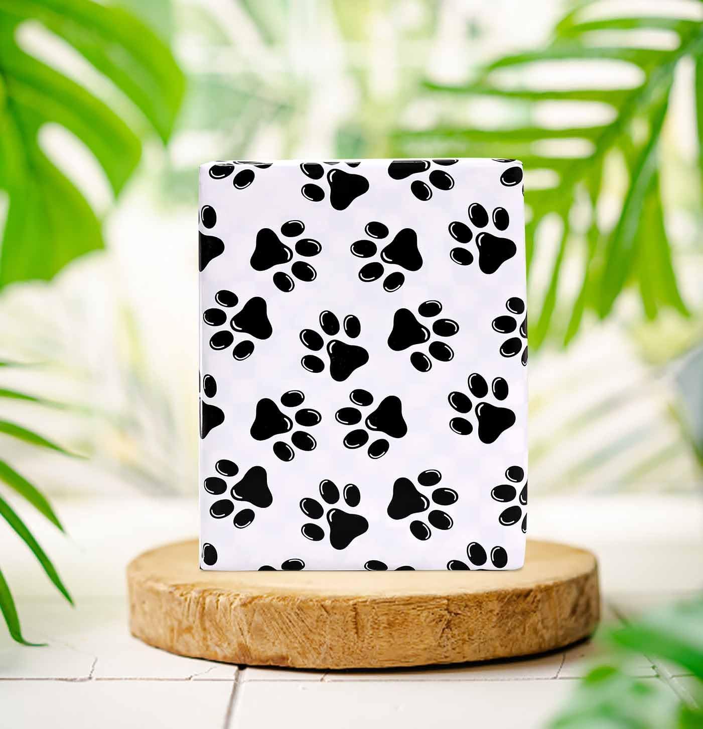 AVXINSOK Paw Print Wrapping Paper Roll 17 Inch x 33 Feet Black and White Dog Cat Paw Wrapping Paper for Gifts Wedding Baby Shower Birthday Party Gift Wrap Paper image 3