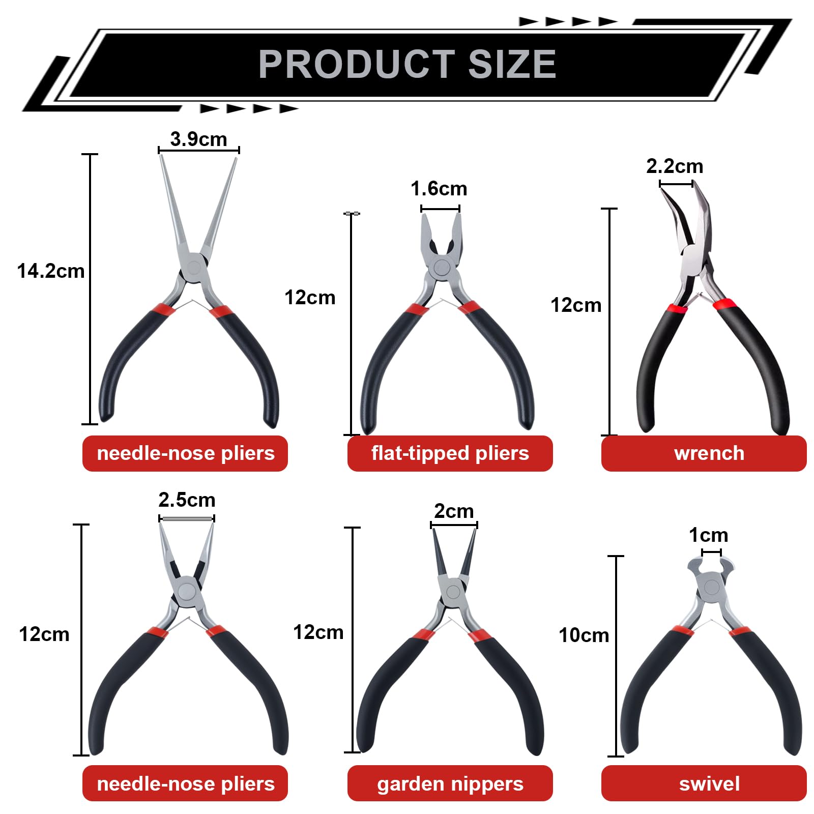 Workshop Pliers Set, Round Nose Earring, Curved Nose Earring, Steel Wire, Needle Nose Pliers - Image 2