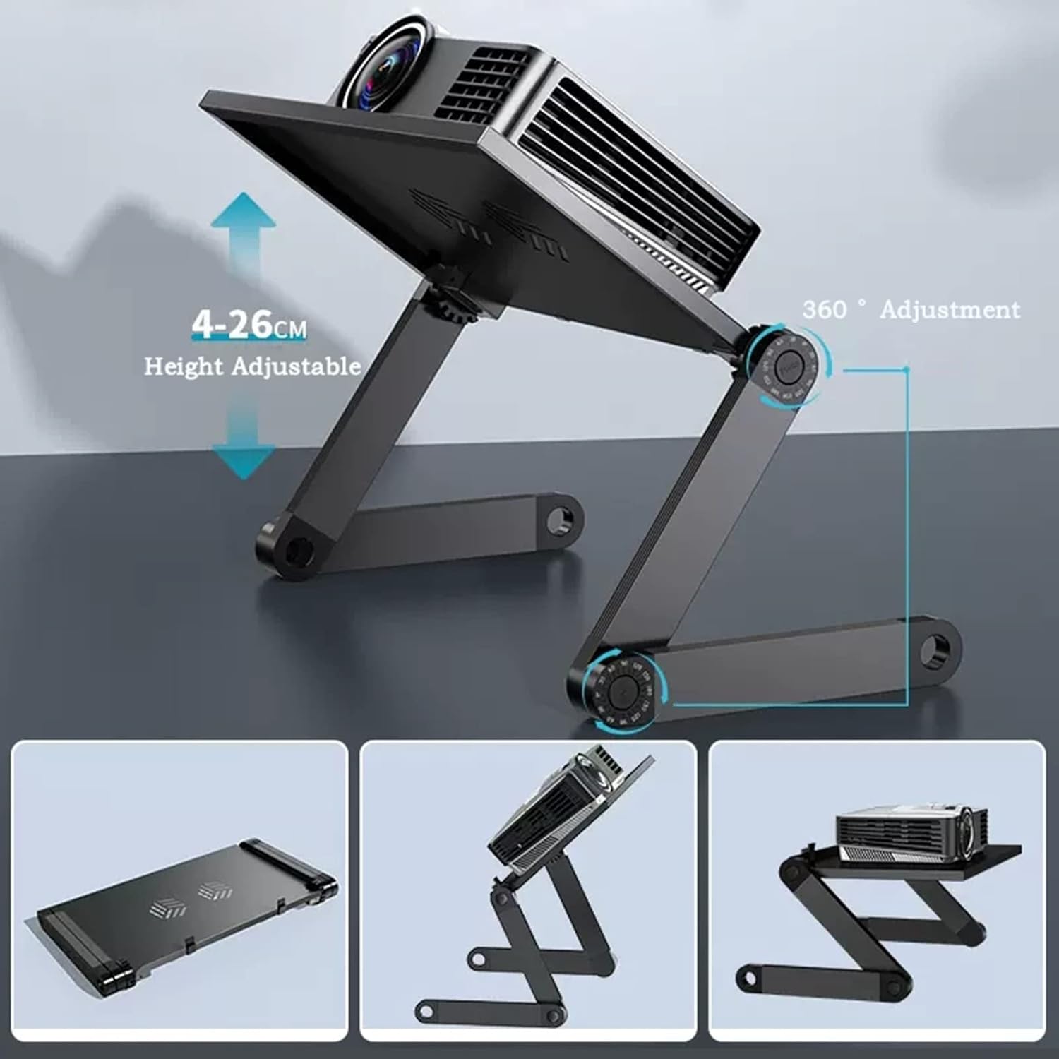 プロジェクターマウント プロジェクターテーブルトップサポート 昇降可能 調節可能なパッド収納トレイ 家庭用天井 小さなテーブル 格納