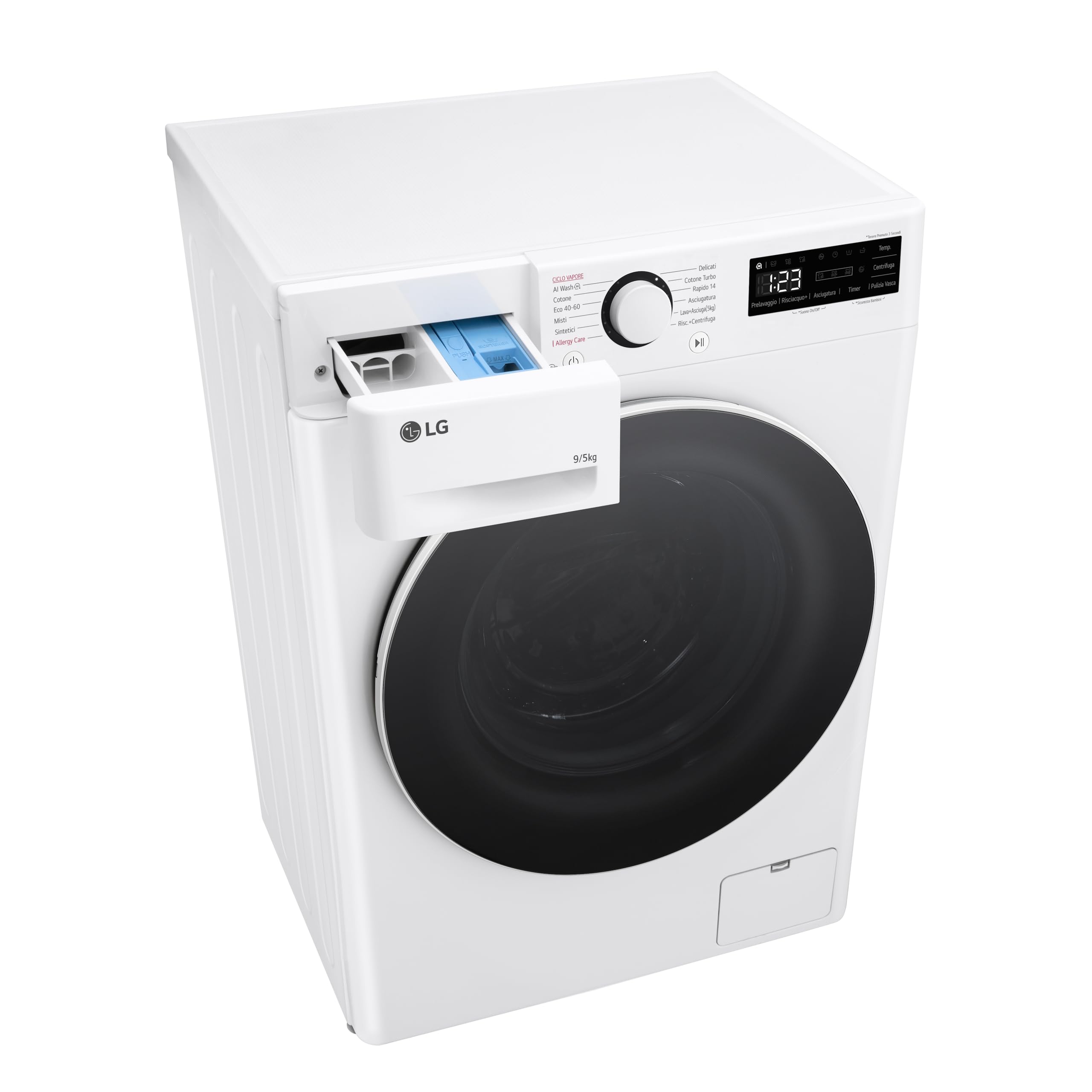 LG D2R5S09TSWW Lavasciuga 9.5 kg, Classe A-10%/E