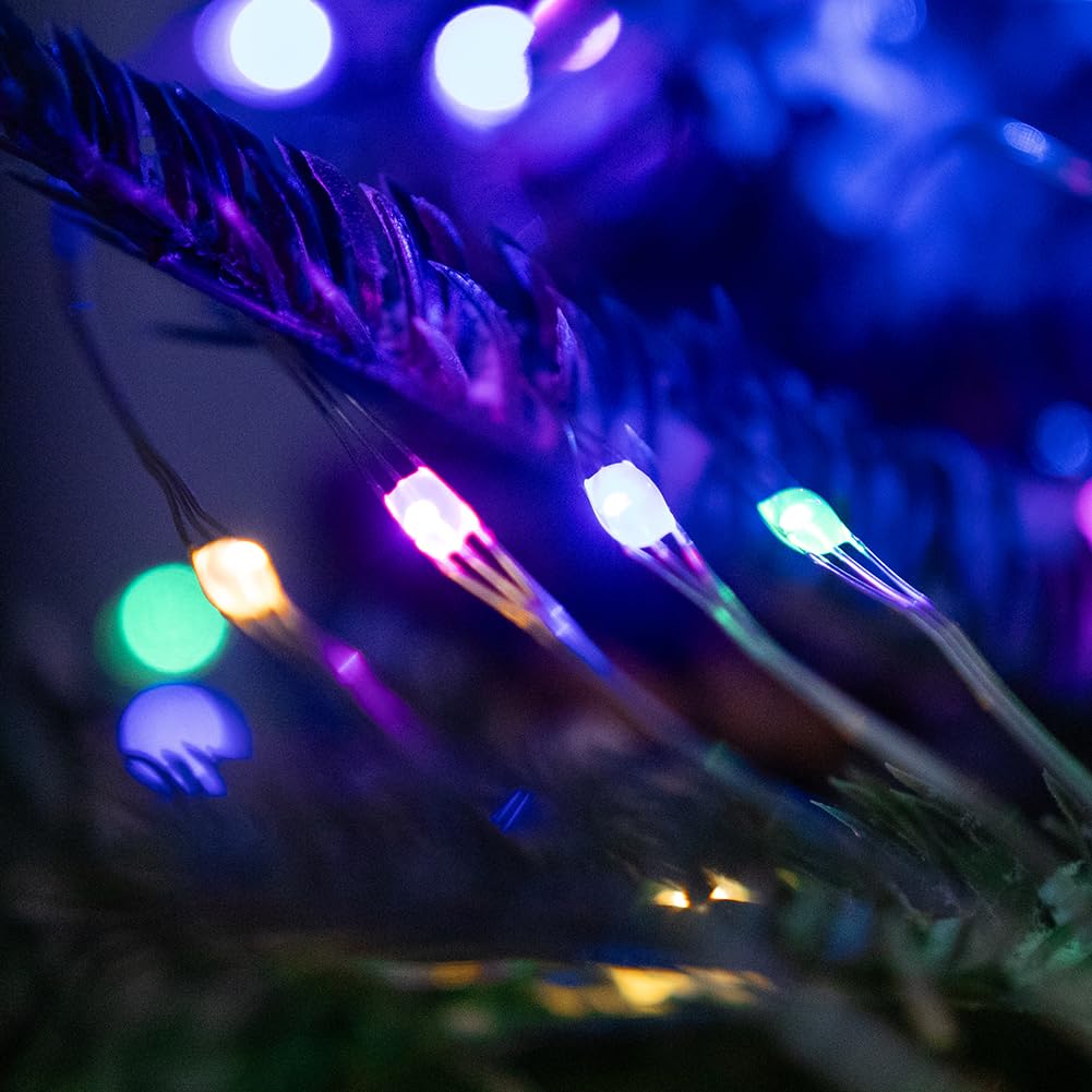 Mehrfarbige Lichterkette, 1200 LEDs, extra lang, Stecker, 1200 LEDs, 8 Modi für Hochzeit, Innen- und Außenbereich, Weihnachtsbaum, Terrasse, Veranda, Gartendekoration