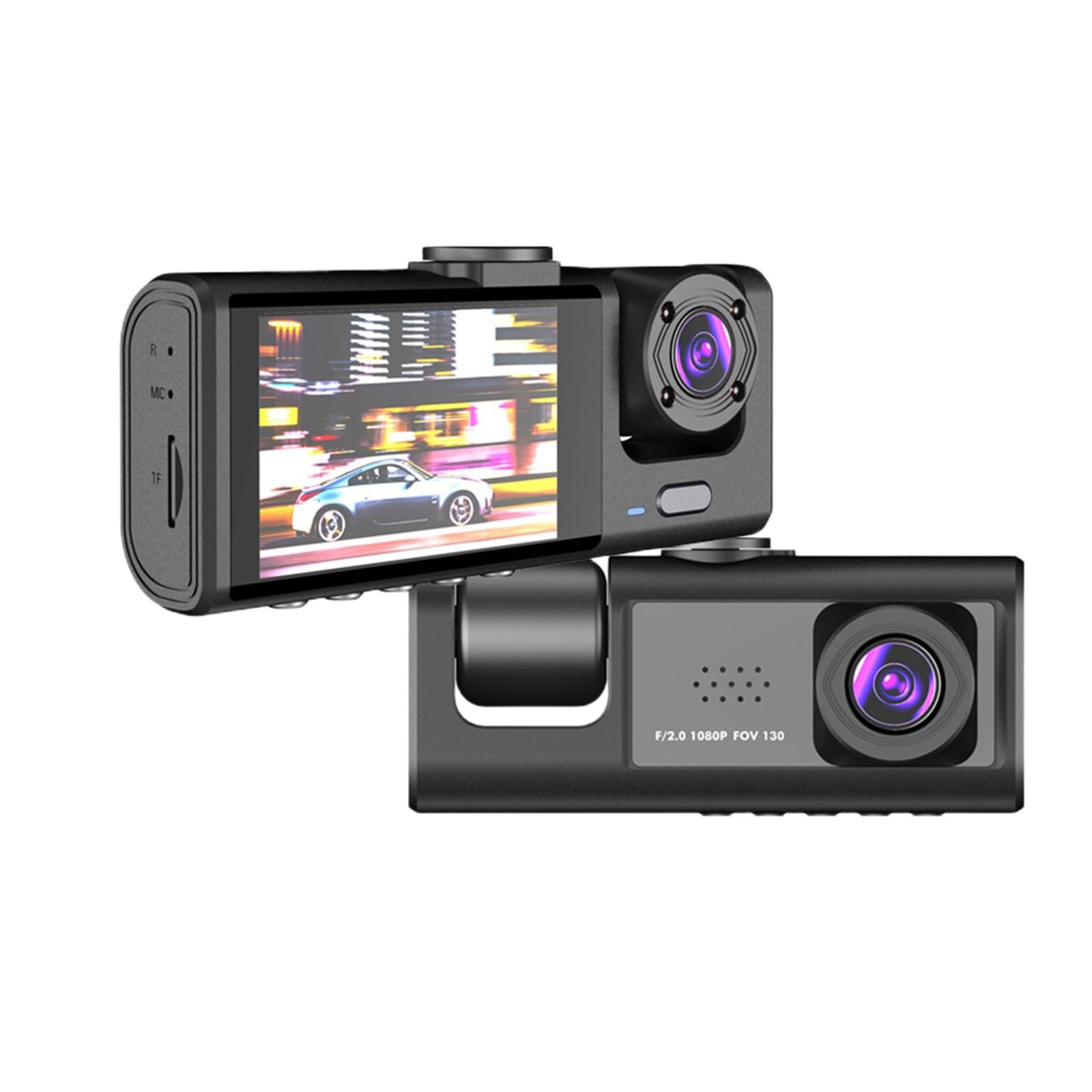 Enregistreur Vidéo De Voiture HD 1080P Enregistrement en Boucle Enregistreur De Données Automobile À 3 Objectifs Caméra Vidéo Automatique Grand Angle De 170 Degrés avec Capteur G (Color : 2 Camera)