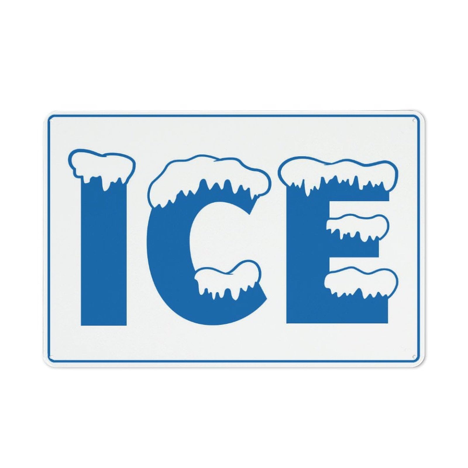 Metal Tin Weather Warning Plaque, Ice Hazard Outdoor Reminder, Indoor & Outdoor Use, 12×8 Inch