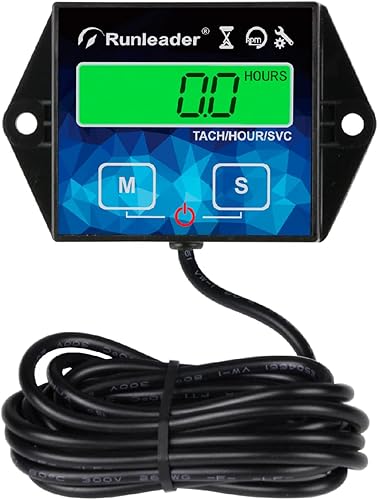 NInE-ROnG Medidor digital de horas, tacómetro, recordatorio de mantenimiento, luz de fondo, batería reemplazable para motor de gasolina pequeño,
