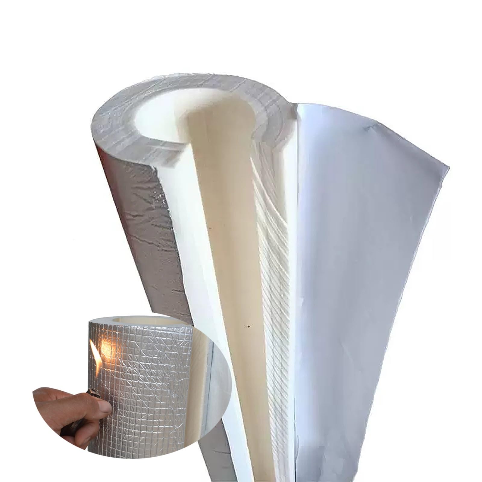 Tuyau D'isolation en Papier D'aluminium Épaisseur 30 mm Isolation pour Tuyaux en Mousse ID 22 27 34 48 60 89 133.0 mm Manchon D'isolation pour Tube Climatisation 1 Pièce(ID 6-1/4"(159.0 mm))