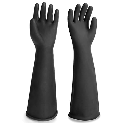 Guantes de goma negros extra grandes, guantes resistentes a los químicos, impermeables, reutilizables, para lavar platos, limpieza del hogar,