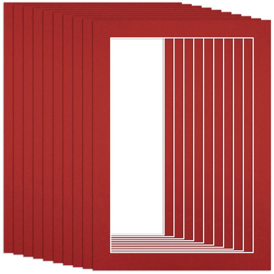 Procut Global 7x5" Crimson Picture Mounts to Fit 6x4" Aperture - Precision Cut Cardboard Photo Mount - Ideal for Frames, Prints, Artwork & Certificates - Sizes & Colours Available - 10 Pack
