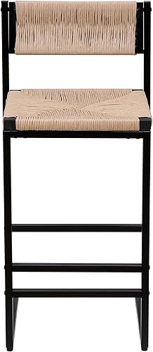 Miniatura 4 de DSHADE Juego de 2 taburetes de bar, modernos taburetes de bar de tejido a mano, taburetes de barra de altura de encimera, taburetes de isla de