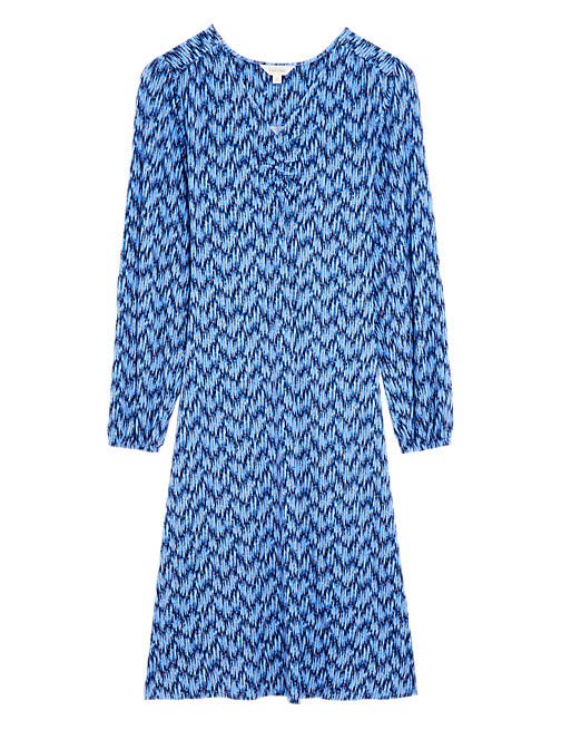 Image of Marks & Spencer Women's Jersey Floral V-Neck Knee Length Tea Dress