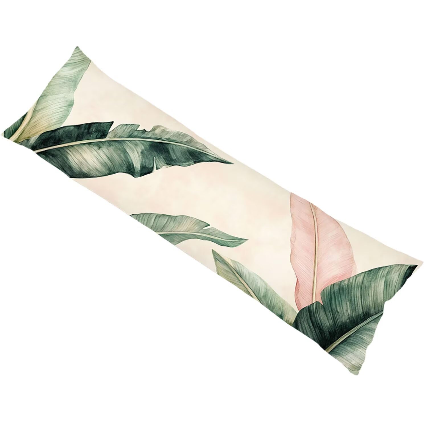 Funda de Almohada 180 cm Verde Protector Almohada 60x180cm Suave Terciopelo Funda Cojin, Hoja Long Pillow Case Transpirable, con Cierre de Cremallera Lateral Cushion Covers para Dormir de Lado bz-835