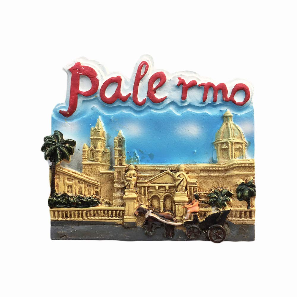 Wedarego Palermo Sicily 3D Refrigerator Magnet Resin Travel Souvenirs,Handmade Home & Kitchen Decoration Italy Fridge Magnet Collection Gift