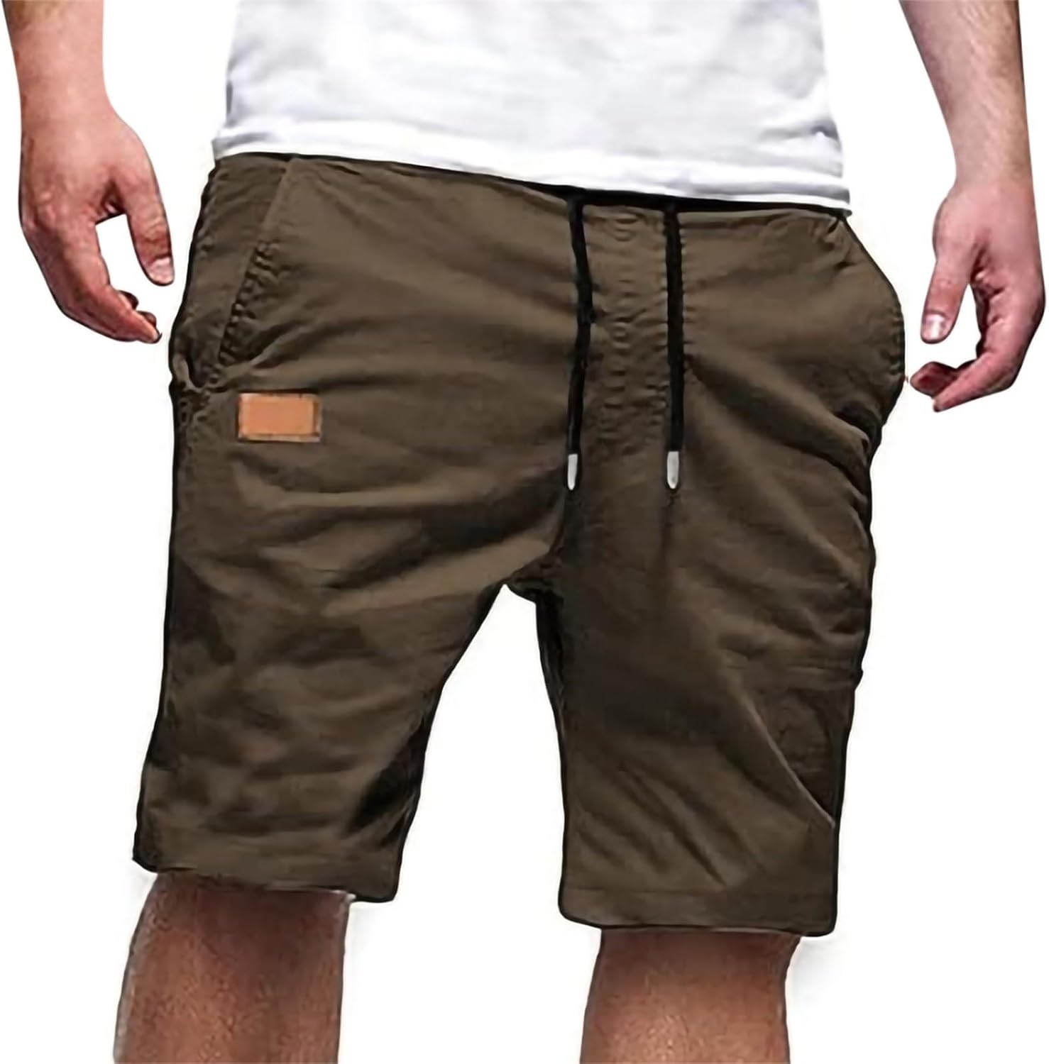 Short Décontracté Pour Homme En Coton Léger Avec Cordon De Serrage élastique - Coupe Ample - Short D'entraînement Tendance - Short De Travail, Vin