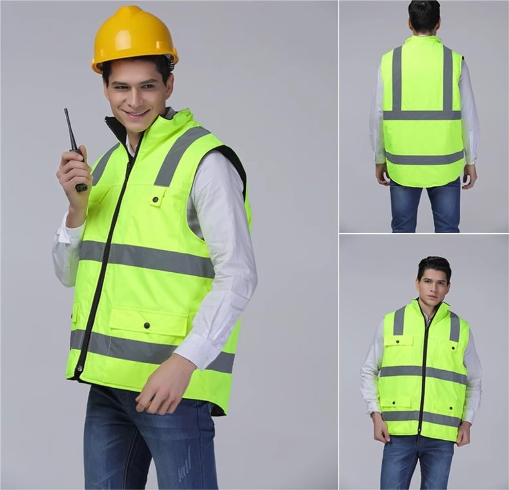 Chaleco Reflectante Chaleco Reflectante Con Cremallera For Deportes De Invierno, Chaleco Reflectante De Algodón, Ropa Fluorescente Chaleco de Trabajo