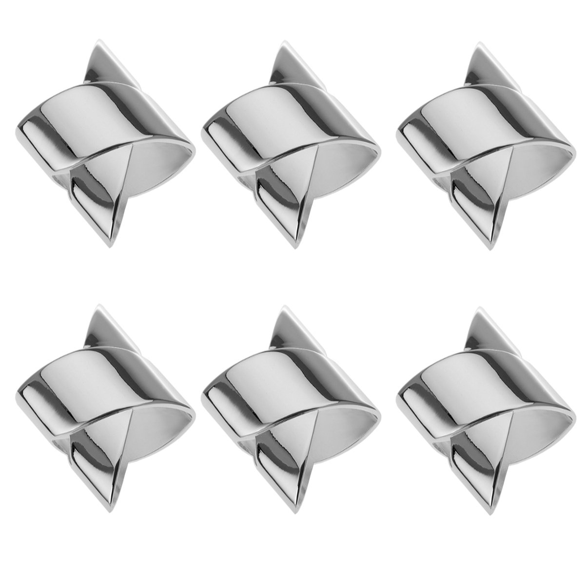 Lot de 6 Ronds de Serviette Classiques 5 x 5 cm plaqué Argent