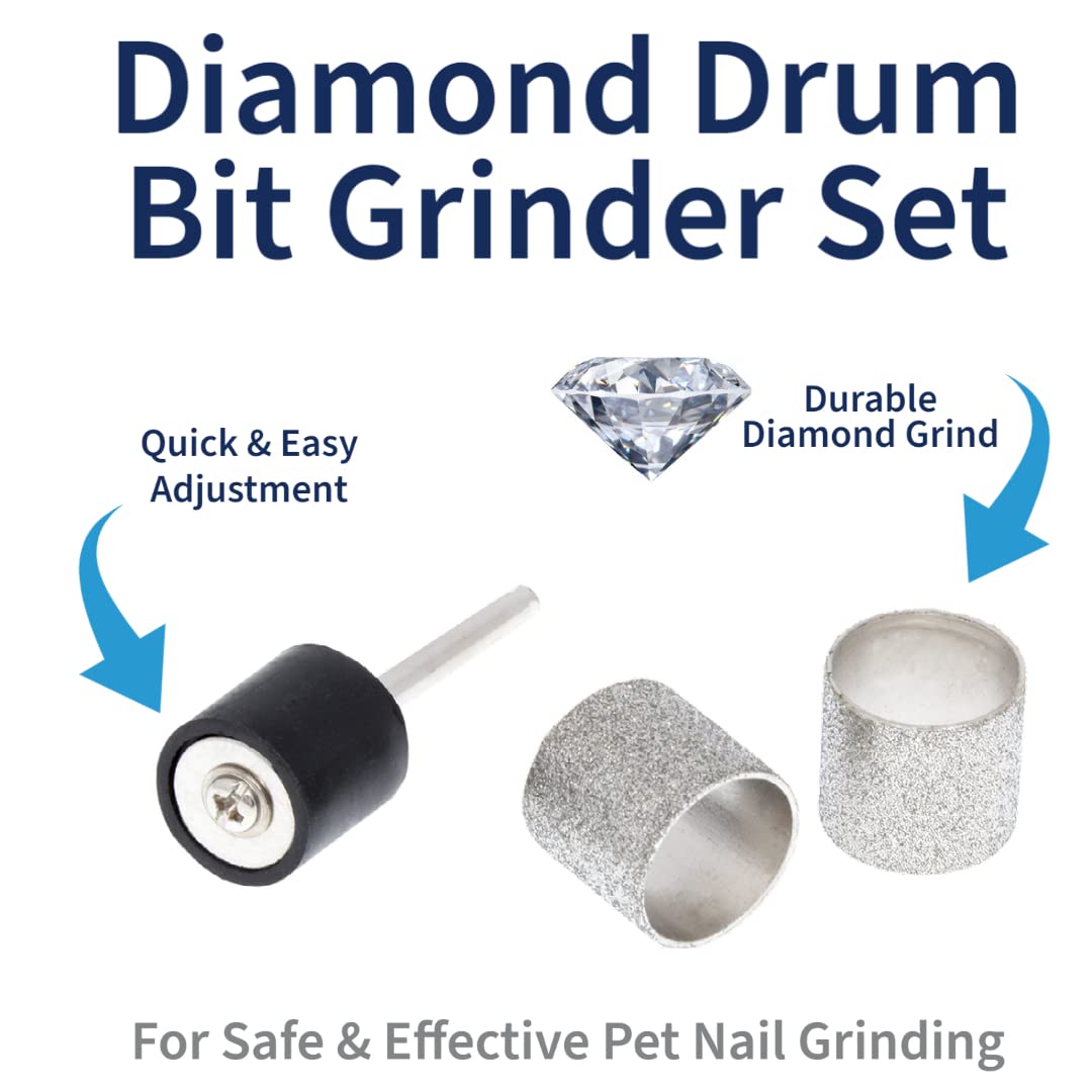 2 punte diamantate per smerigliatrice per unghie di cani, grana 120, con 1 mandrino da 1/2", mola diamantata per smerigliatrice per unghie per animali domestici (grana di finitura n. 120)