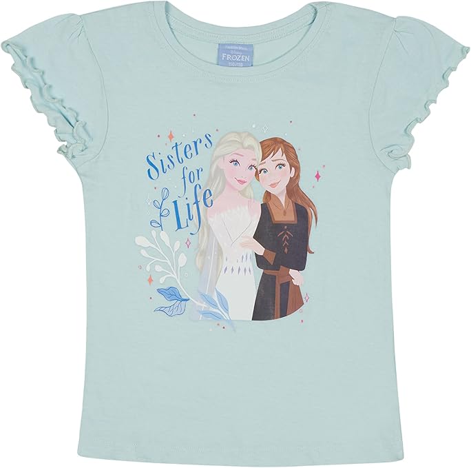 Frozen – La Regina Del Ghiaccio – Maglietta Estiva Da Ragazza Con Elsa E Anna, 100% Cotone, Licenza Ufficiale