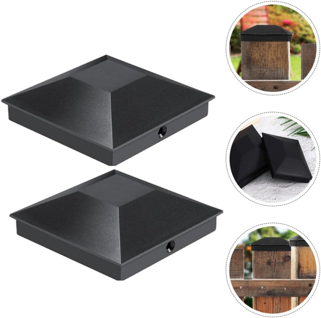 VOSAREA 12 Pcs Black Waterproof Pp Fence Post Caps with Screws for Outdoor Corridors and Fence Posts Easy Installation for Decking