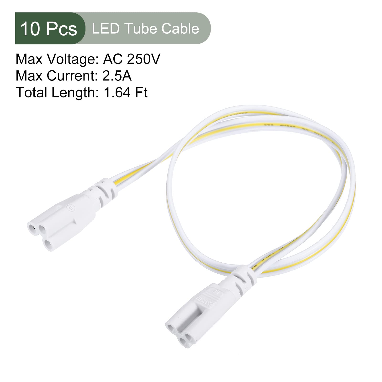 YOKIVE T5 T8 LED Röhren-Verbindungskabel – 10 Stück, Je 1,64 Fuß (50 Cm), Weiß, Für Integrierte LED-Leuchten