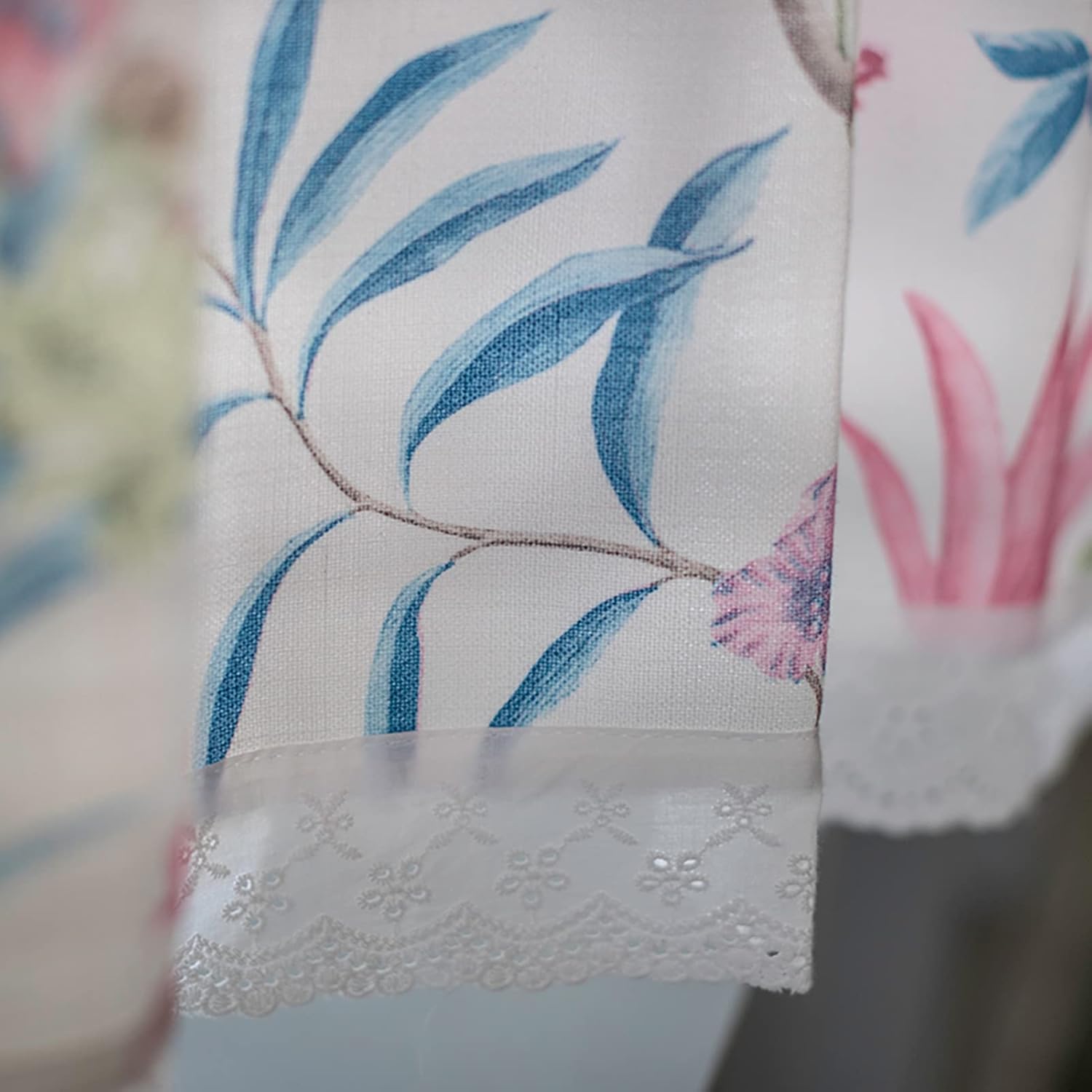 Short Kitchen Curtain,Coffee Curtains Cotton and Linen Stitching,Valance for Small Furniture Curtains,Hollow Lace Design Half Tier Curtain,Rustic Style Bistro Curtain for Kitchen Living Room Bathroo