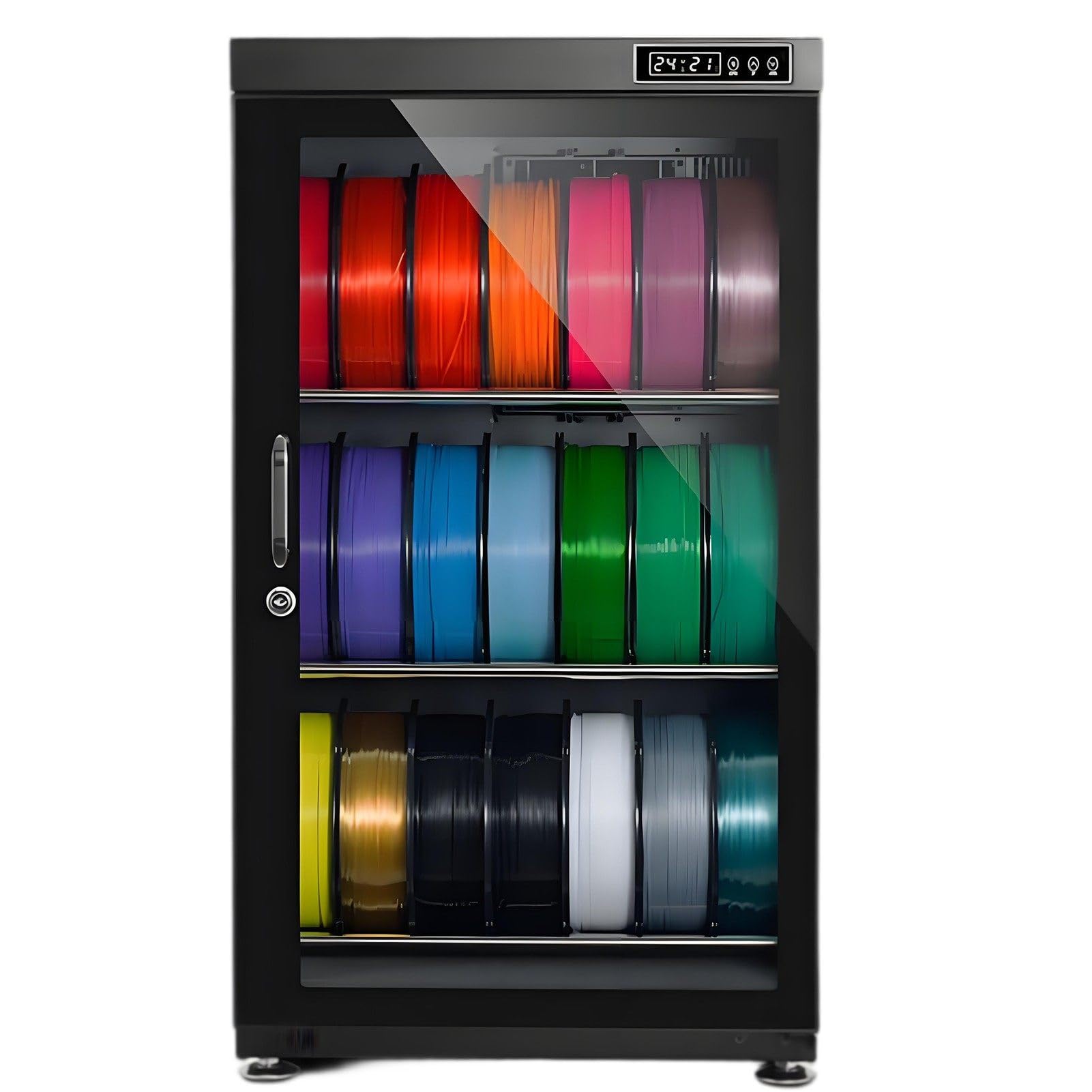 ExoticaBlend 3D Filament Dryer Box,3D Printer Filament Storage Box Dehydrator,with Humidity Control (RH15% - RH60%), Noiseless & Stackable Design for PLA/ABS/PETG 115L