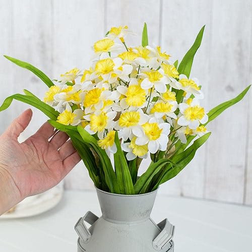 Miniatura 7 de Factory Direct Craft Grupo de 2 arbustos artificiales amarillos para decoración de primavera y arreglos de Pascua