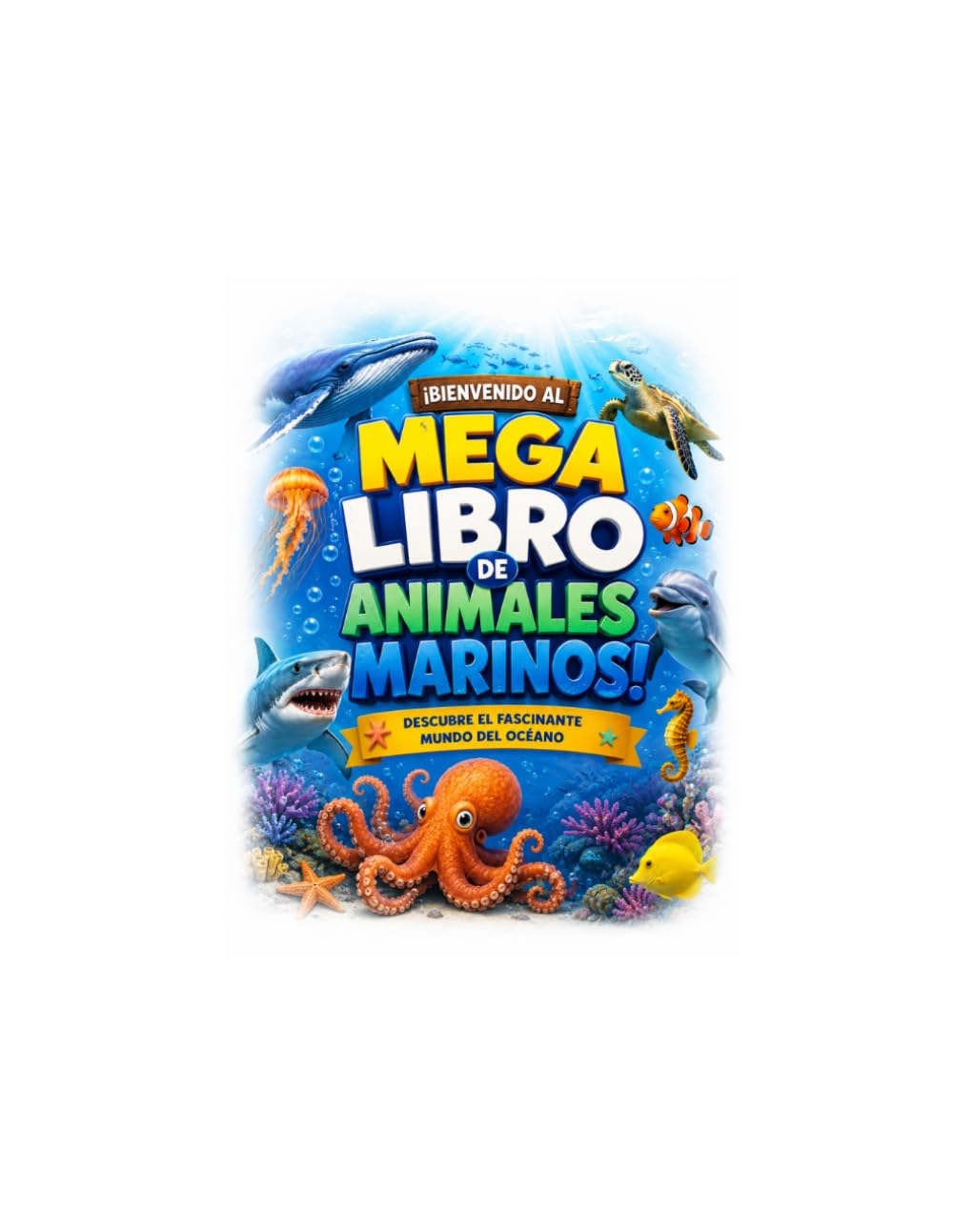 Mega Libro de Animales Marinos: Descubre las criaturas más fascinantes del océano con datos curiosos, ilustraciones y aventuras bajo el mar
