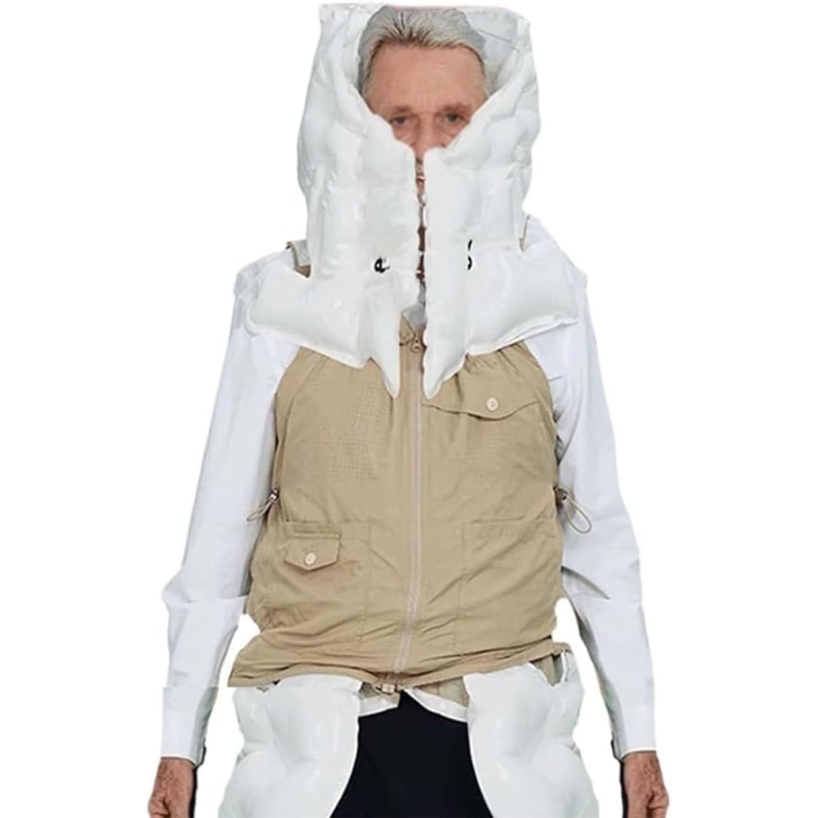 Gilet anticaduta con airbag, Abbigliamento anticaduta Intelligente per Anziani, Gilet anticaduta Intelligente, per Anziani, Protezione Completa a 270°, Taglia Uomo: Cachi-XL