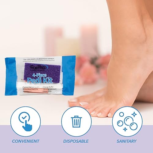 Miniatura 7 de ForPro Professional Collection Basics - Kit de pedicura almohadilla de piedra pómez morada lima de uñas de madera blanca y mini pulidor naranja