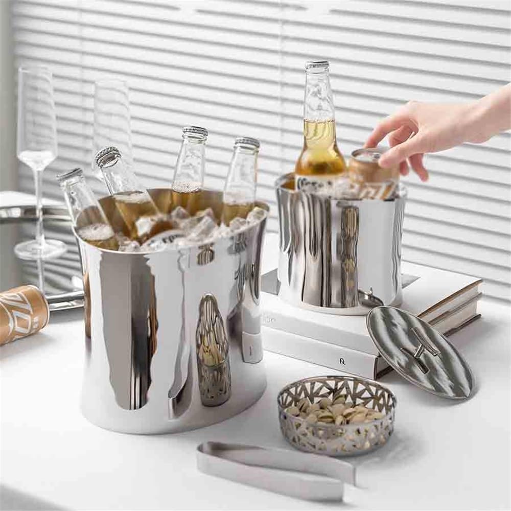 Cubo de Hielo Inicio Vino Champán Cerveza Tinto Enfriamiento Cubo de Hielo Adornos Lujo Ligeros Acero Inoxidable Cubo de Hielo frío para Barra