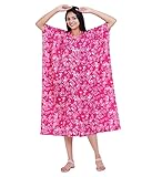 MENMAII Women's Full Open| Front Buttoned Multipurpose Kaftans for Pregnancy/Elderly/Patient/Feeding Purposes|Calf Length[Dark Pink Kantha Prints]