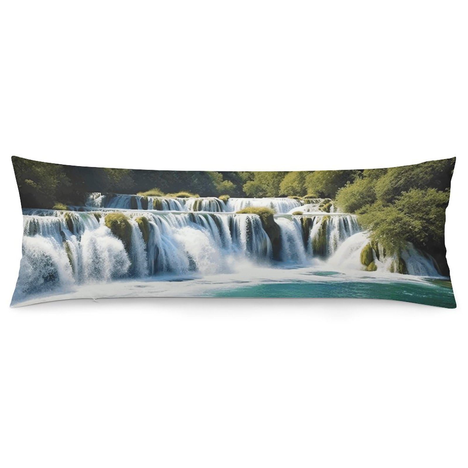 2 Pack Pillow Cases for Hair and Skin, Soft Breathable Pillow Case Covers with Hidden Zipper, Waterfalls on Krka River Pillowcase 20"x54" Pillow Covers for Sleeping Gift