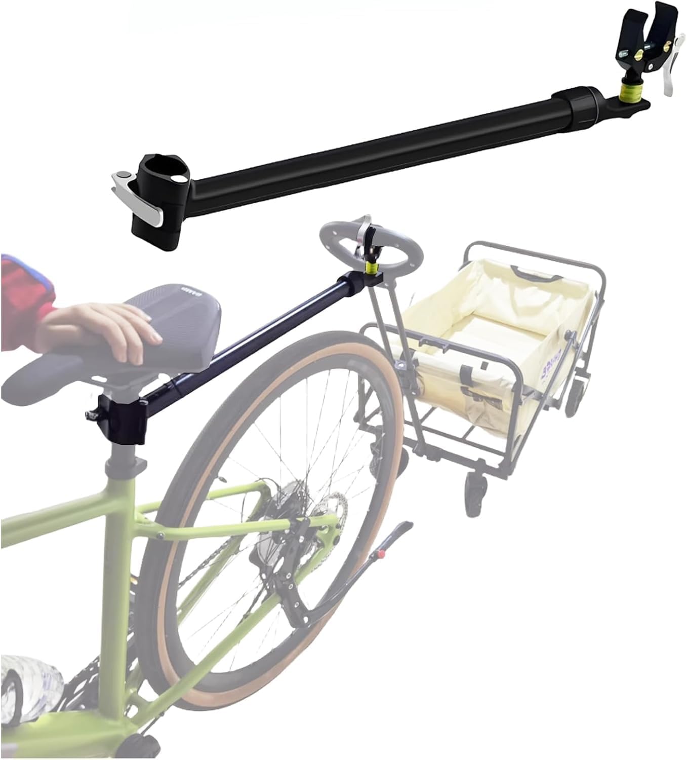 Bike Trailer Connector, Portable Folding Bicycle Trailer with Quick Release Clamps for Rear Carrier and Garden Cart Bicycle Trailer for Portable Folding Wagon Pet cart