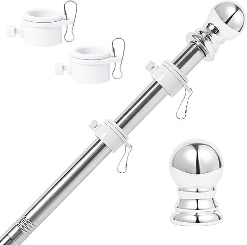 Kit de asta de bandera para casa de 6 pies, soporte de montaje de bandera estadounidense, acero inoxidable, resistente, para jardín, patio, camión,