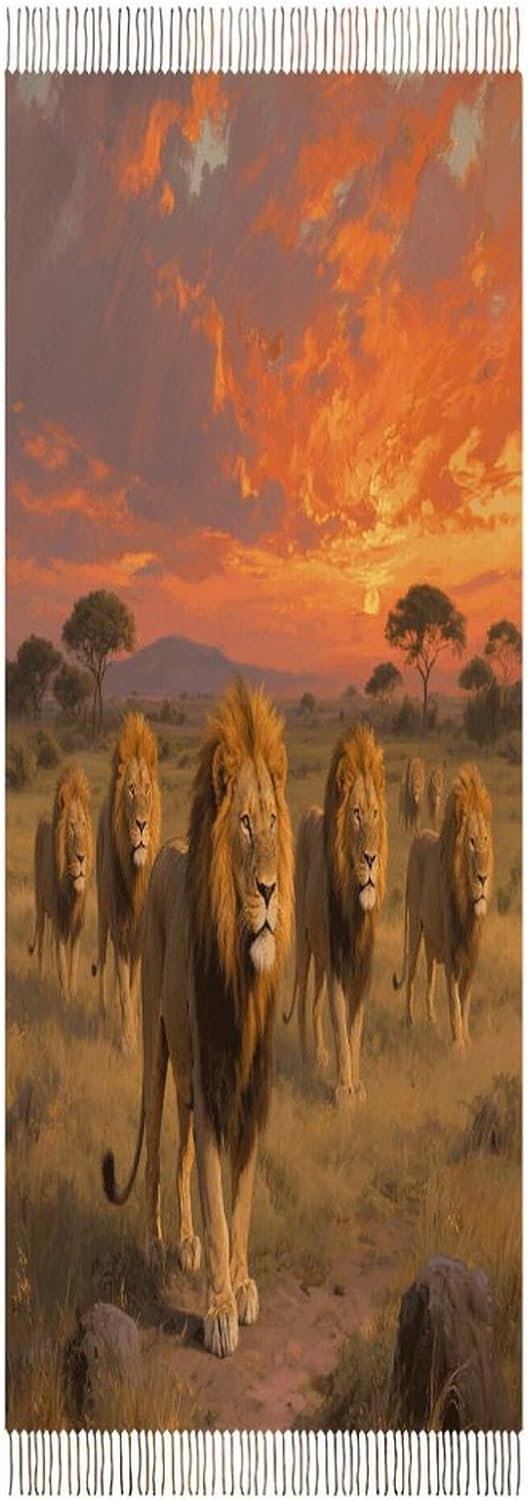 Lion Scarf for Women Men Classic Fashion Blanket Scarves Soft Cashmere Feel Scarf Cold Weather Warm Long Shawl Winter Large Scarves Classic Blanket Scarfs Thick
