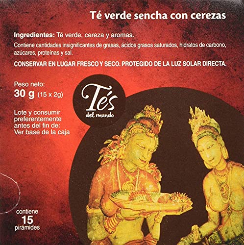 Miniatura 3 de Ship - Té Verde Sencha Con Cerezas - Caja De 15 Pirámides - Contiene Propiedades Digestivas - Sabor Dulce - Infusión Digestiva - Aporta Bienestar Y Tranquilidad