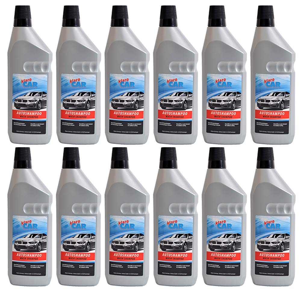 Autoshampoo mit Wachs 12 Stück im Set Waschshampoo 1000ml pro Flasche für Autos und Lacke Lackschonender Wachsschutz