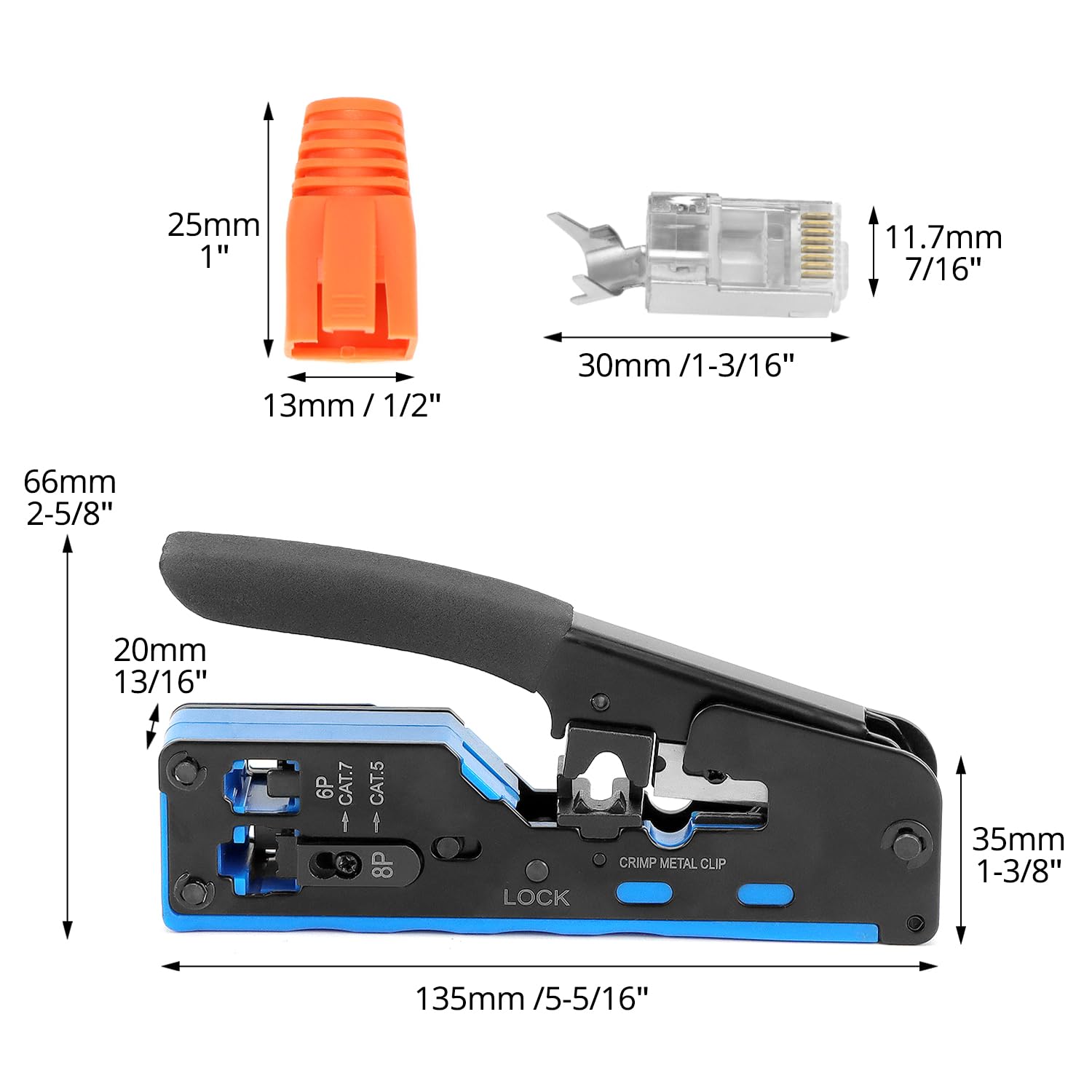 Pinza Crimpatrice RJ45 - Per Connettori CAT5 A CAT7, Con Connettori E Giacca Inclusi - Foto 2