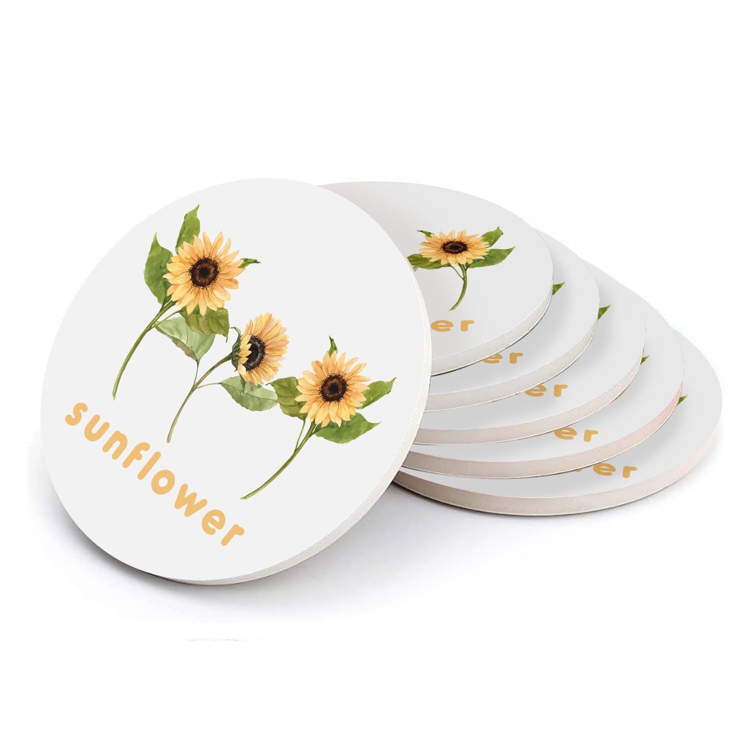 Sous-verre ronds en céramique Sunflower en lot de 6 pièces de 108 mm pour votre table