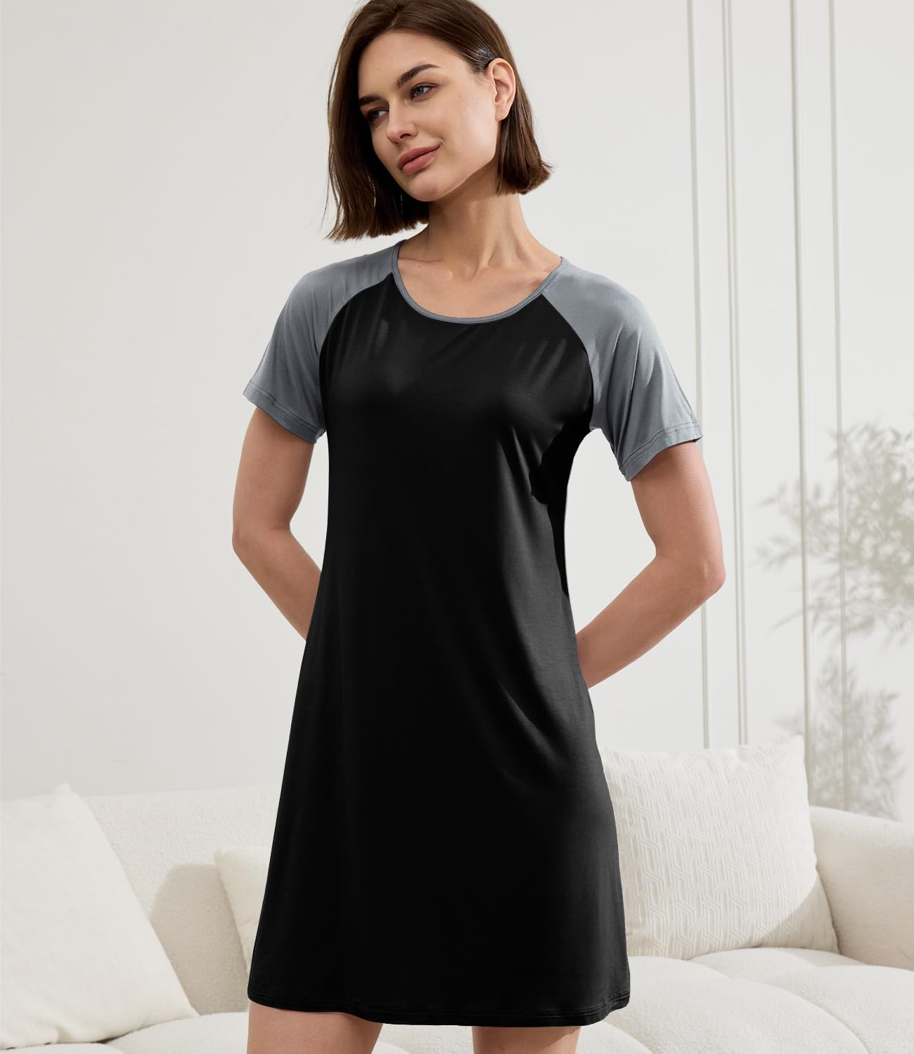 BAMBOO COOL Nightgowns for Women Sleepshirts Cute Short Sleeve Dress Pajamas Women's Soft Sleepwear - Image 4