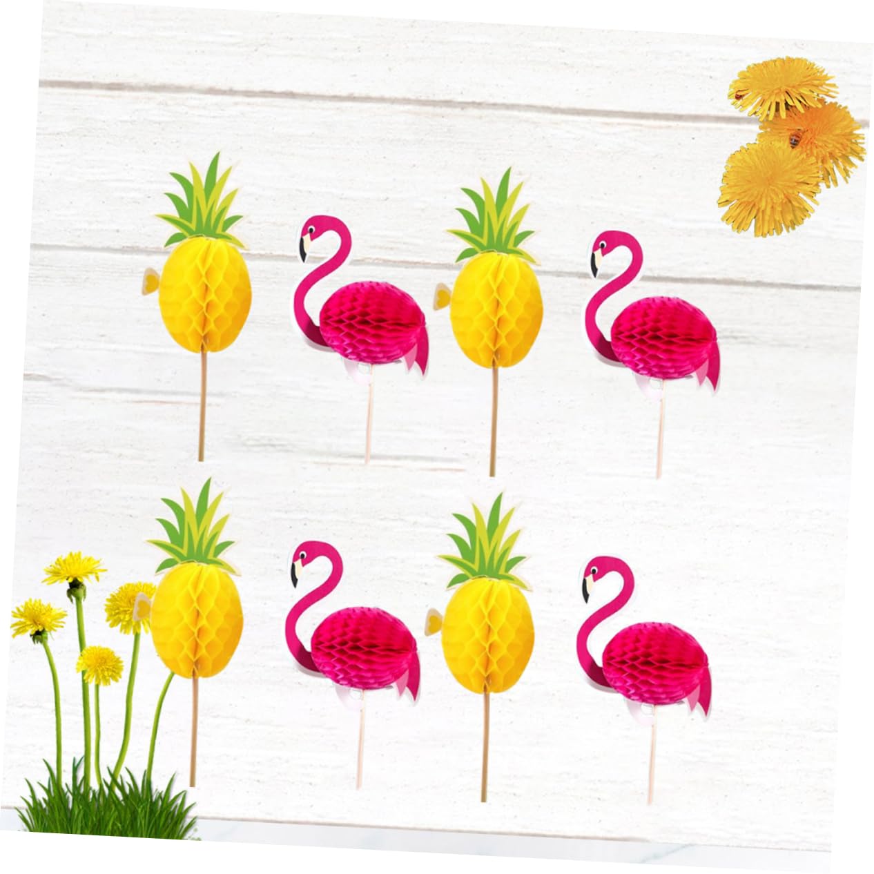 Zerodeko 20 pièces Décorations Cake Picks Flamant et Ananas Plastique Accessoires Dessert Topper pour Gâteaux Danniversaire Cupcakes et Thème Tropical Flamants Ananas Cartoon