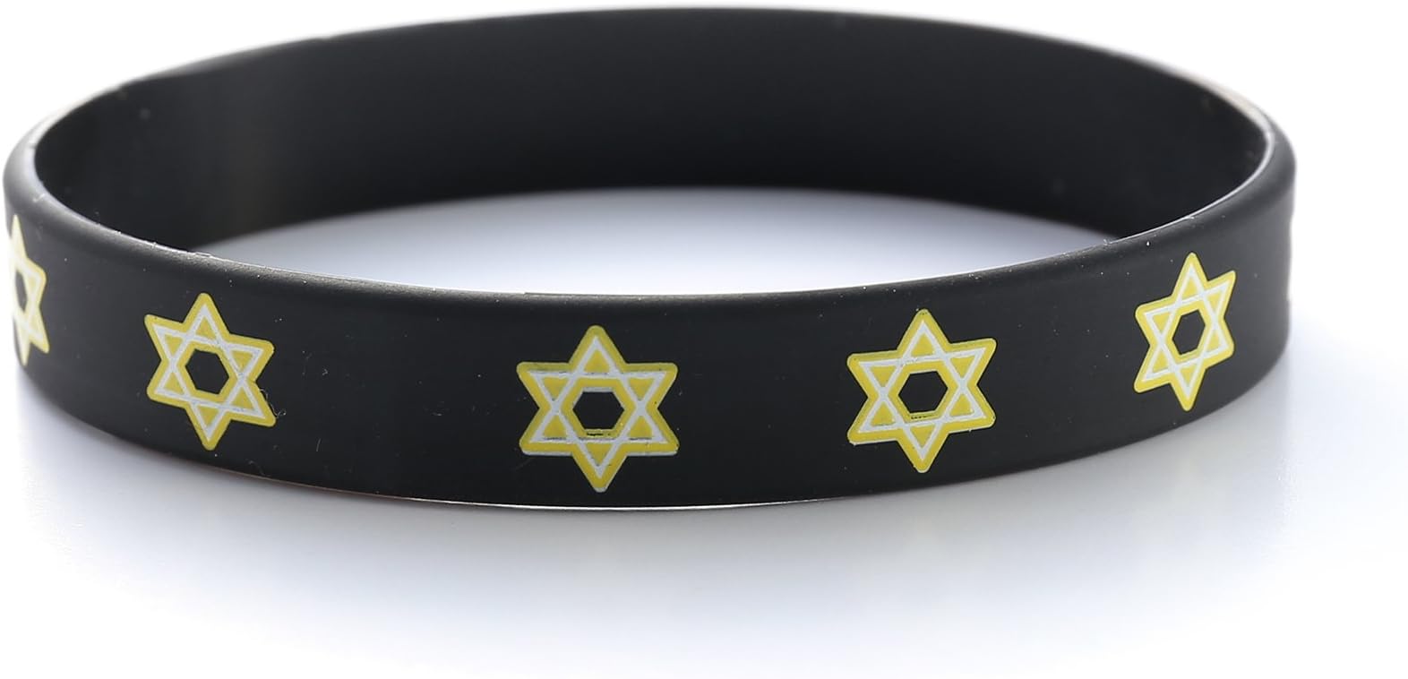 Star Of David Jewish Black Silicone Wristband Rubber Band Bracelet Adult Teen Unisex