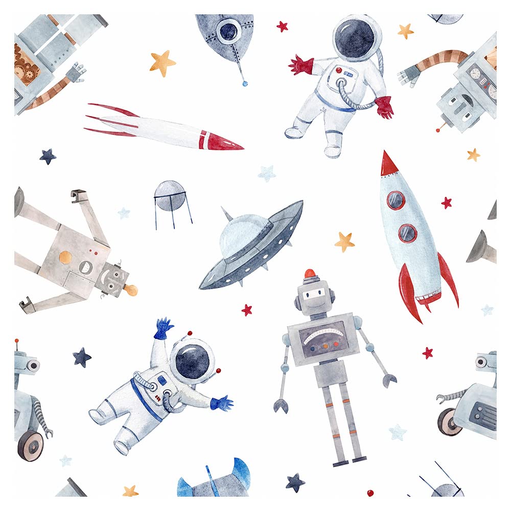 Papier peint pour enfants robot espace 10m rouleau intissé moderne