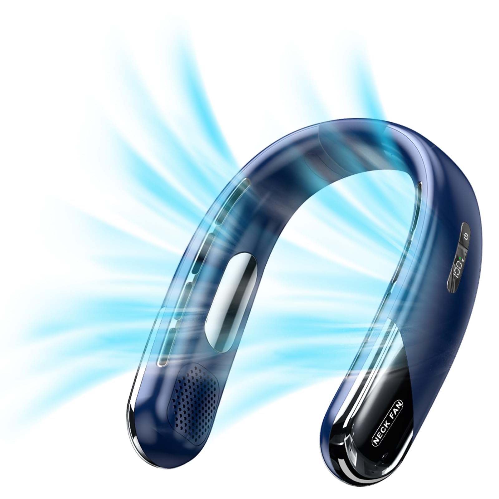 Azonee Portable Neck Fan - Neck Hanging Fan With TEC Ceramic Cooling, 5 Speeds, Low Noise 360°Bladeless Airflow - Rechargeable Blow Cold Wearable Fan Around Your Neck Men Women Travel Essentials Gift