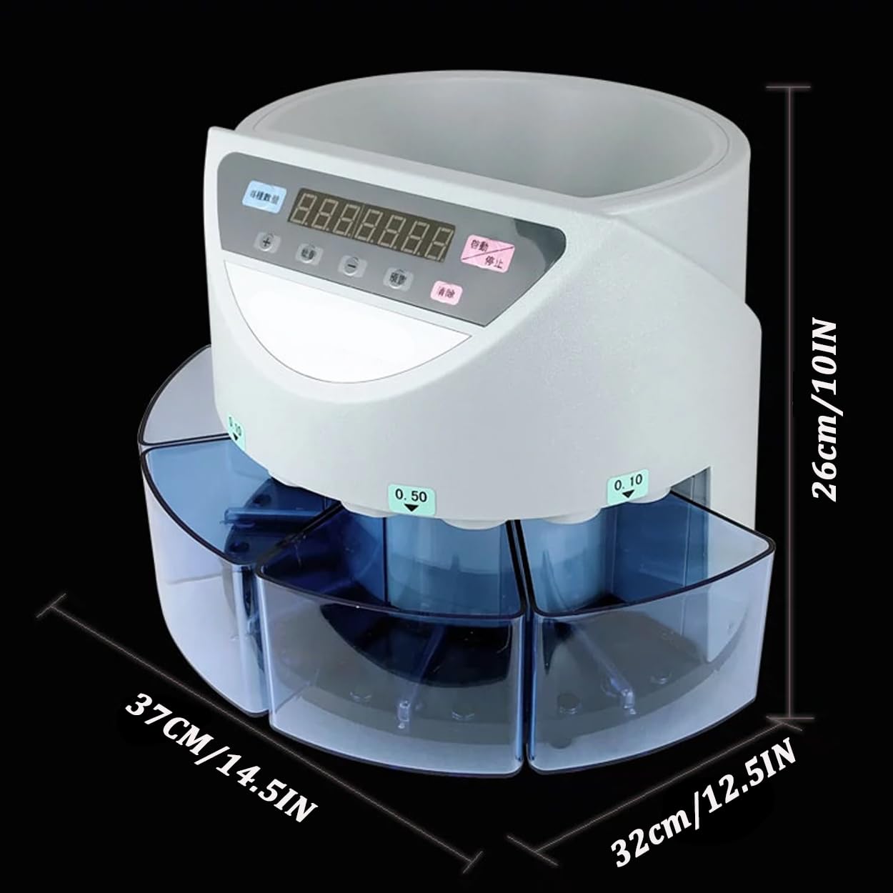 TYH Mini Dispositivo di Conteggio Automatico Digitale, Display a LED per Macchina Automatica Elettrica Professionale, Selezionatore di Contamonete per Conteggio in Batch di 300-500 Monete/min