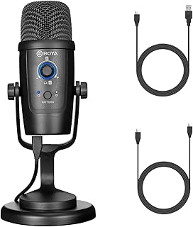 USB Computer Microphone Studio Condenser, BOYA BY-PM500 Desktop Mic with Multiple Pickup Patterns & Monitoring for Recording Streaming on PC & Mac, Windows, for YouTube, Facebook Live, Games