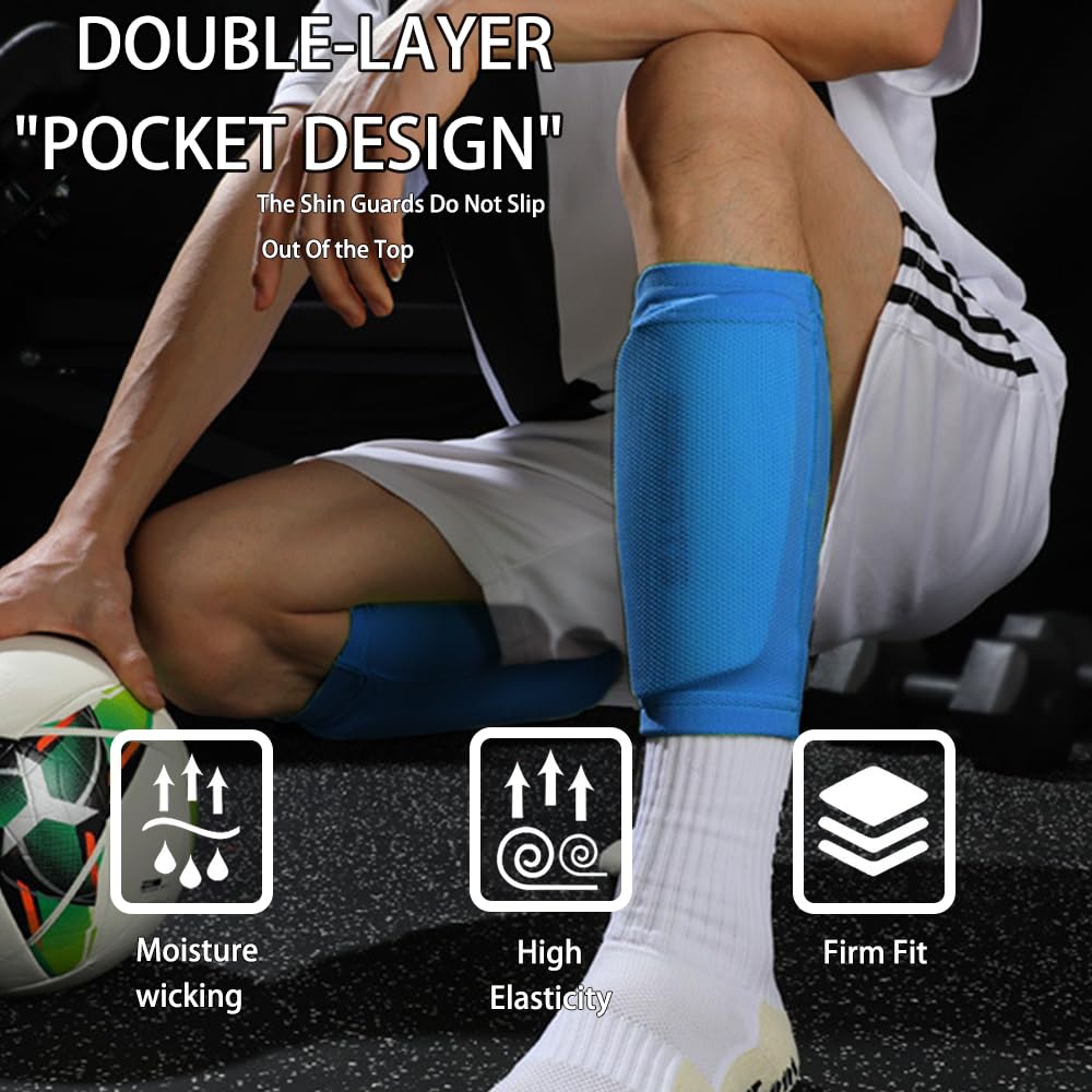 Soccer Shin Guards, Kids Youth Shin Pads and Shin Guard Sleeves for Boys and Girls for Football Games, EVA Cushion Protection Reduce Shocks and Injuries, Lightweight Soccer Equipment - Image 3