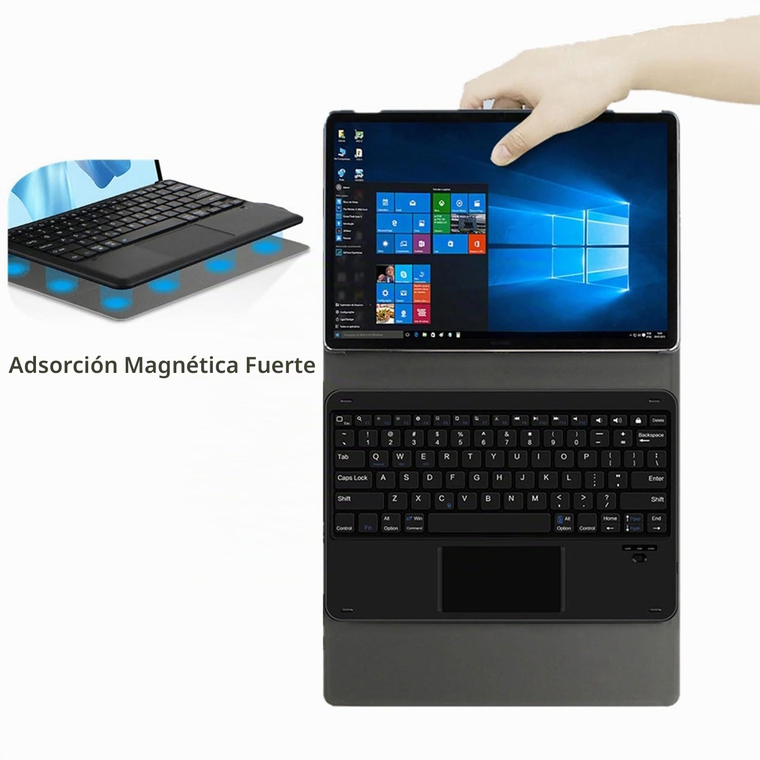 Funda con Teclado para Microsoft Surface Pro 7 Plus/Pro 7/ Pro 6/ Pro 5/ Pro 4 De 12,3 Pulgadas Tableta, Panel Táctil Retroiluminado De 7 Colores, Teclado Inalámbrico Desmontable con Ratón
