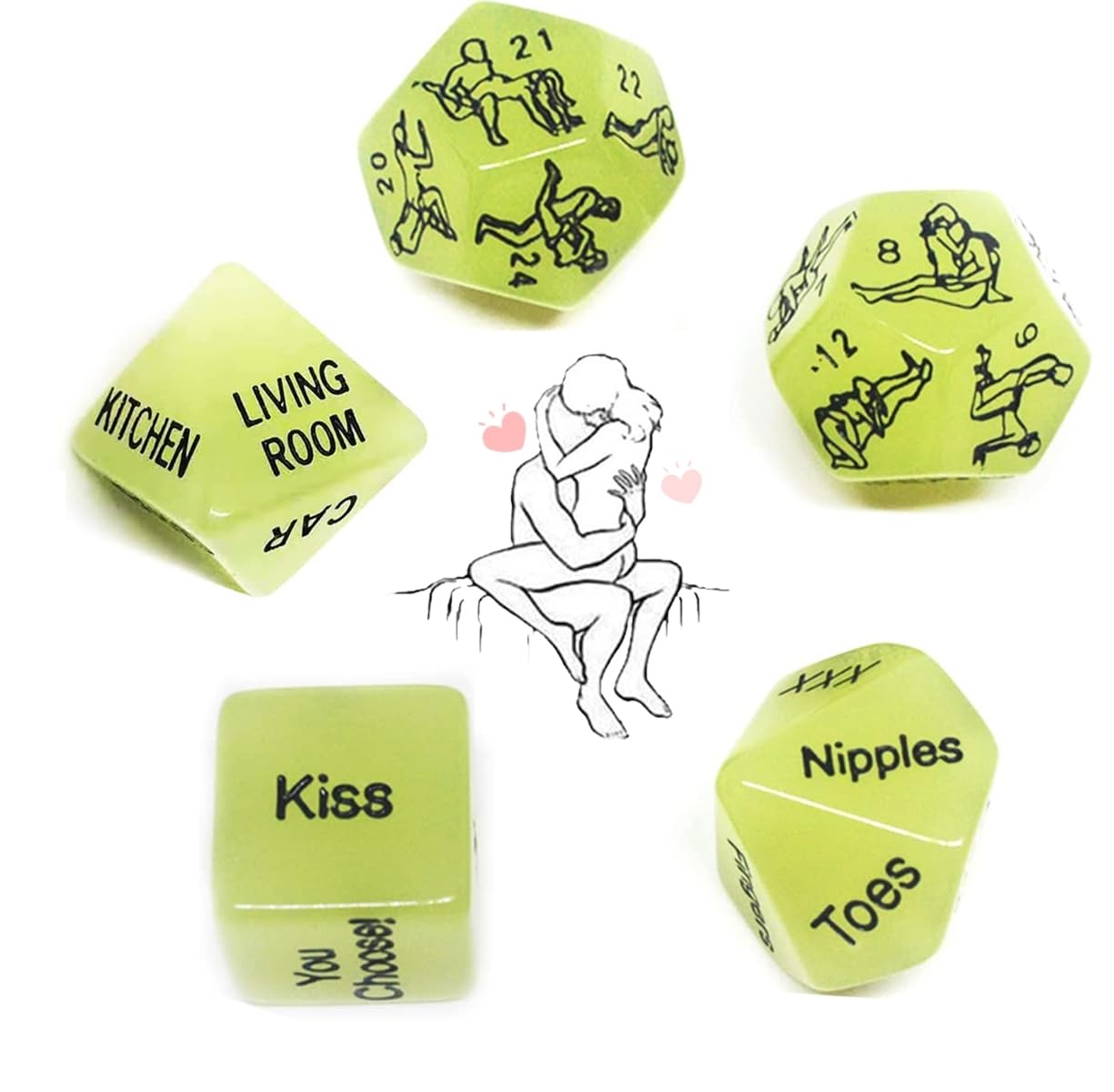 Dadi da gioco fosforescenti verdi per illuminare la notte con giochi e divertimento!