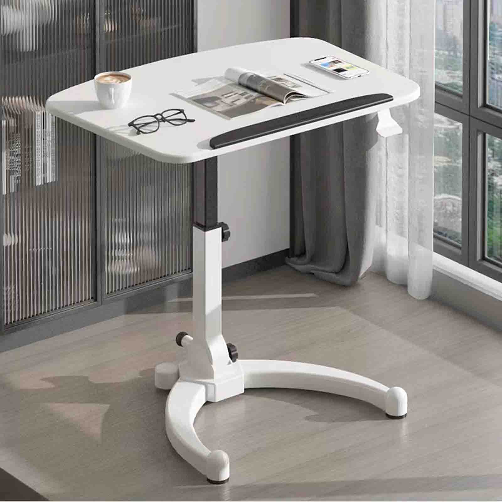 CGCSYZ Folding Computer Desk, Movable Lifting Study Table Bedside Computer Desk Desk Standing Writing Workbench (White)