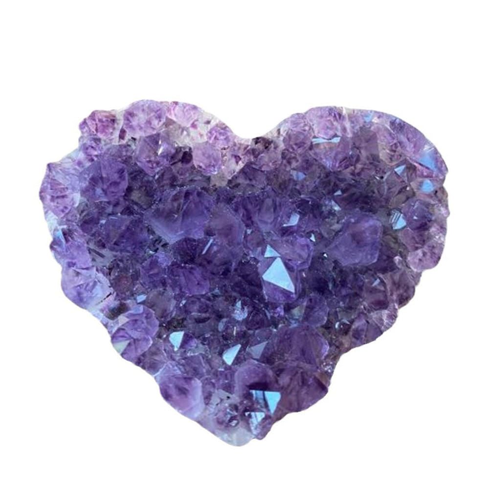 QWZTAEOZA Amethyst Heart Cluster, Crystal Worry Stone Geode Raw Stones for Home Decor, Spiritual,250~300g